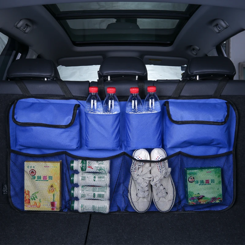 Car Trunk Organizer Adjustable Backseat Storage Bag Net High Capacity Multi-use Oxford Automobile Seat Back Organizers Universal