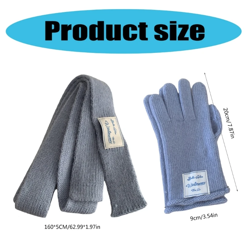 Cachecol luvas terno térmico conjunto malha versátil cachecol macio elegante