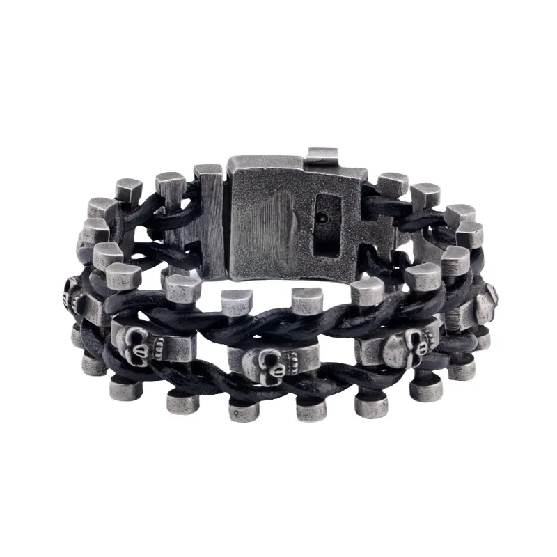 NEW Titanium Steel Portable Retro Belt Buckle Leather Skeleton Weaving Men's Outdoor Self-defense Hand EDC Tool