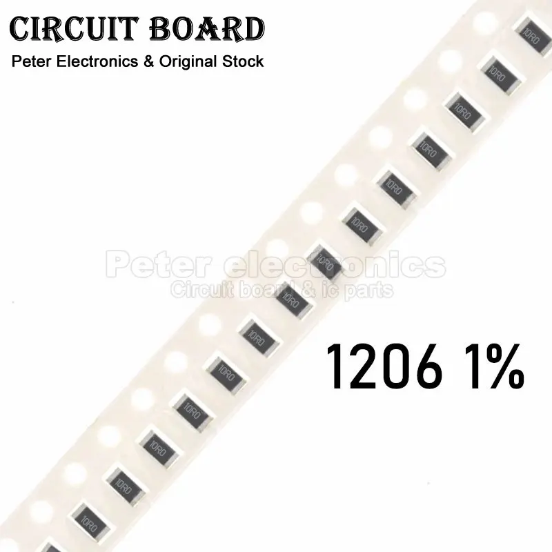 (100pcs) 1206 SMD Resistor 1% 200 20 220 22 2 3.3 3.9 300 30 33 330 K R M Ohm 10K 120R 1M 20K 100K 100R 10R