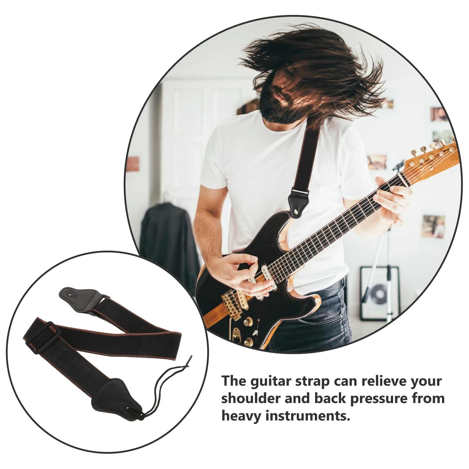 

Adjustable Guitar Strap Bass Strap Acoustic Electric Replacement Wide Shoulder Anti-Slip Wear-Resistant Sling With Pick Holder