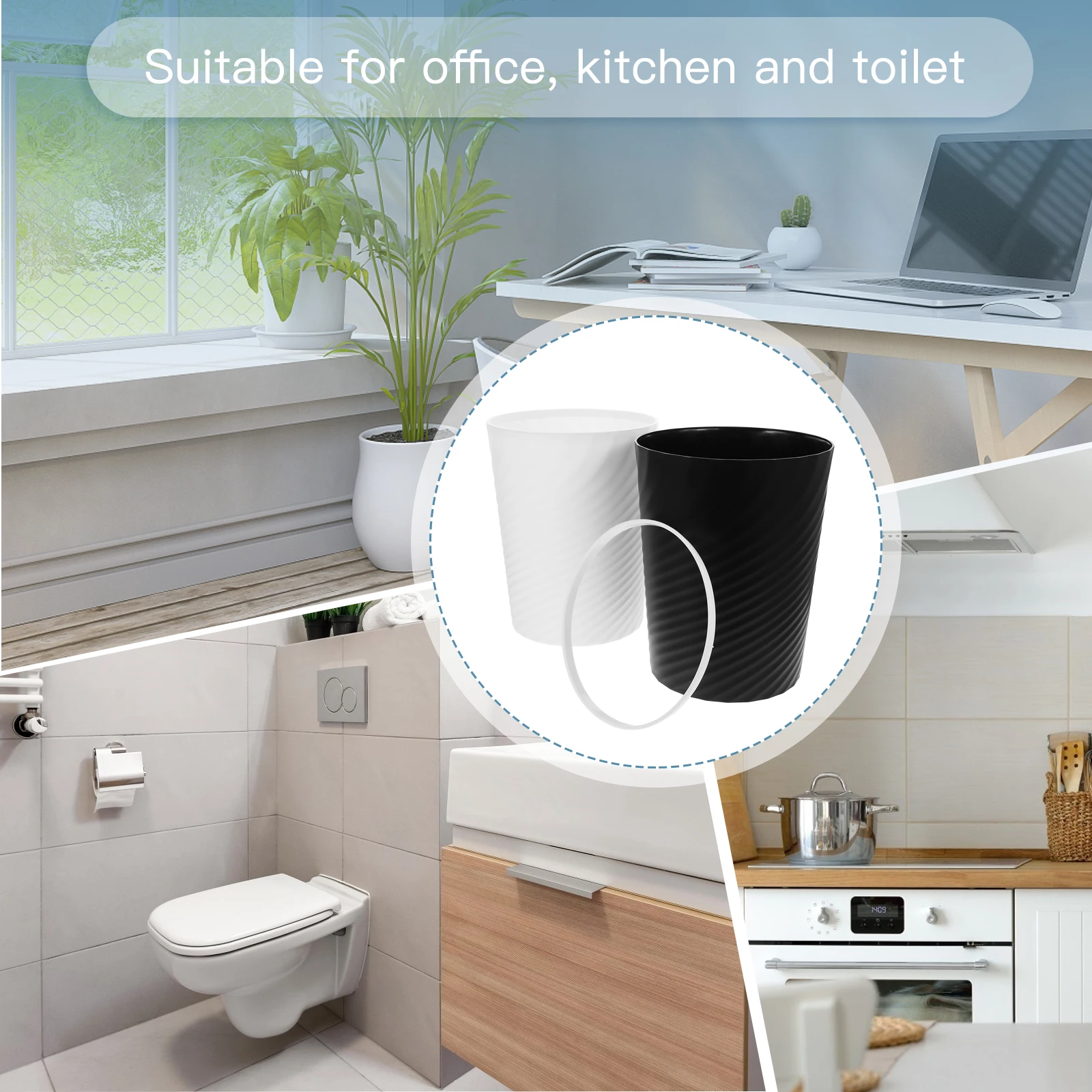 

2pcs Household Trash Can Pp Material Kitchen Bedroom Office Portable Garbage Bucket Waste Basket Living Room Dustbin Storage