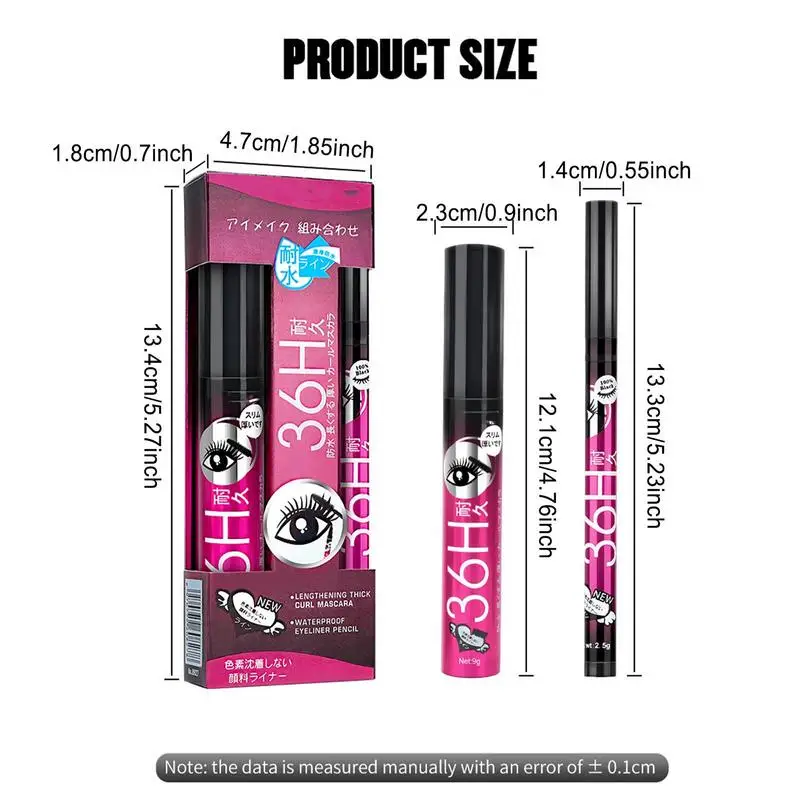 Mascara und Eyeliner Set 2 stücke flüssige Augenbrauen Mascara Bleistift langlebige Augen Make-up Bleistift Wasserlinie Mascara Eyeliner für Frauen