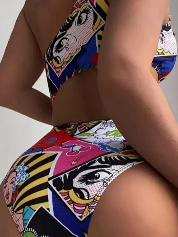 2025 Sexy One-Shoulder Monokini Women’s Floral Cutout One-Piece Swimsuit High Leg Design & Adjustable Ties Trendy Beach Holiday