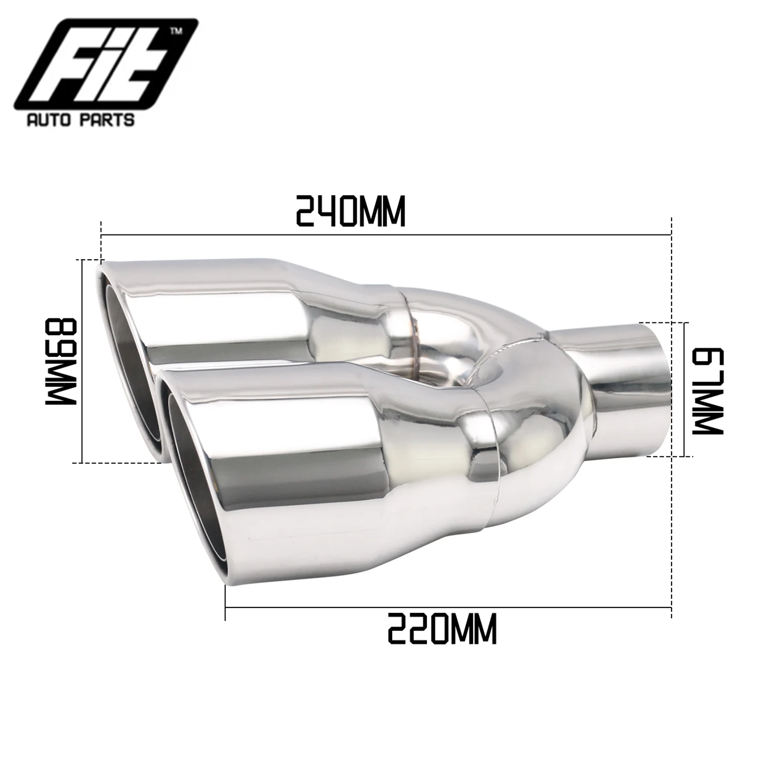 

Stainless Steel Rolled Exhaust tail pipe 67mm Universal Car Double Outlet Muffler tips