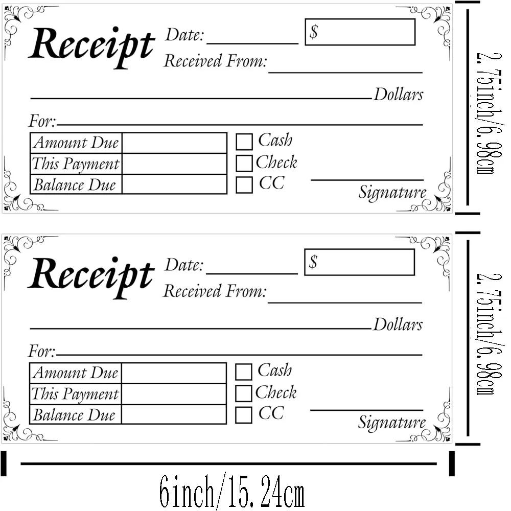 50 Sets Receipt Book Order Forms Pad 2 Part Carbonless 2.75 x 6 Inch Sales Receipt Form, Invoice Pad Invoice Book for Business