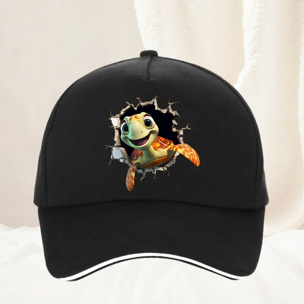 

Turtle pattern printed baseball cap for daily casual style, men's and women's fashionable beach outdoor anti roll duckbill cap