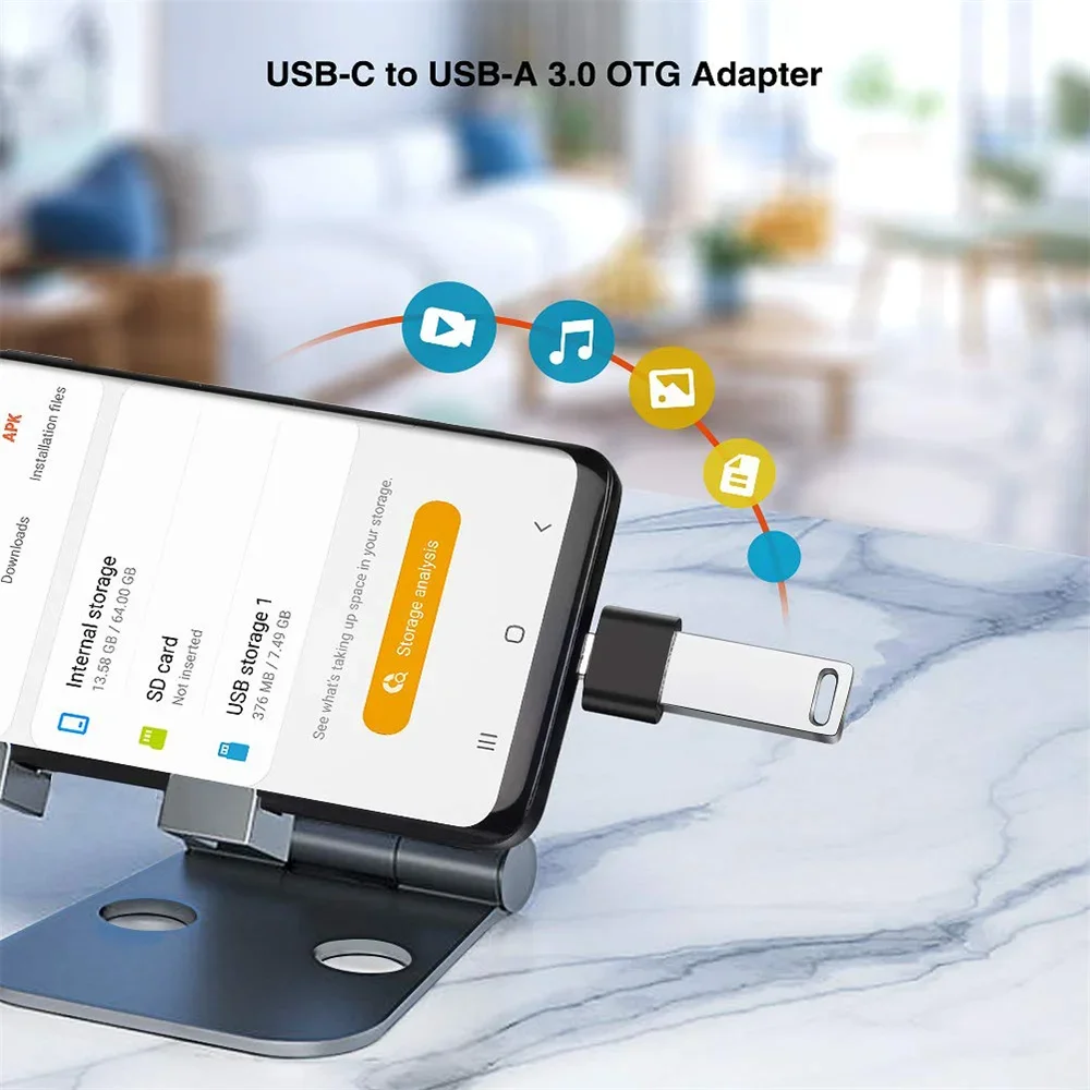 محول USB 2,0 نوع C USB macho، محول OTG macho USB-C de aluminio negro، ألوان صغيرة ميتاليكوس بارا بويرتو تيبو C