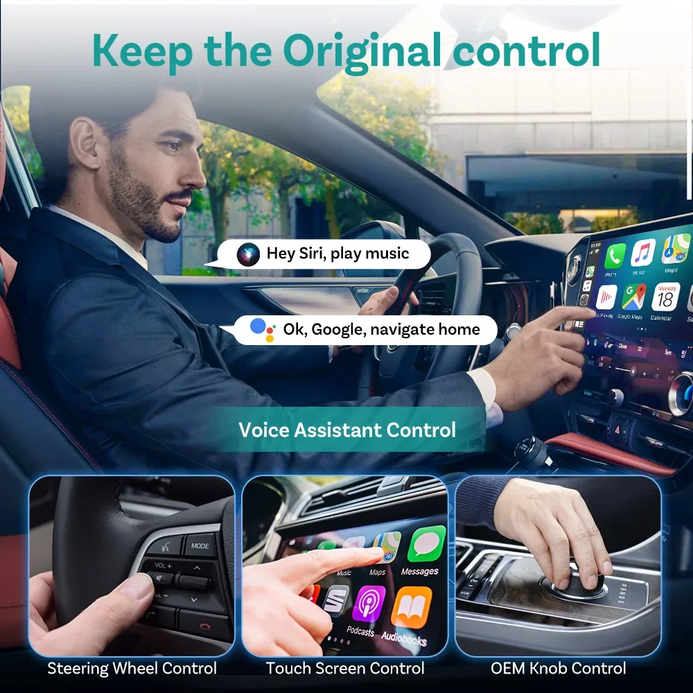 Ottocast Play2Video Pro Ai Box Wireless CarPlay Android Auto Adapter Built in Youtube Netflix 5GHz WiFi Auto Connect No Delay