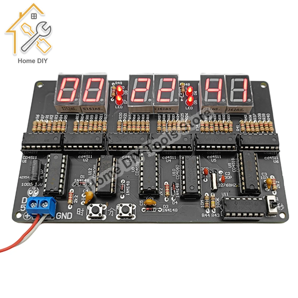 DC4.5V-5.5V 6-bit Digital LED Display Electronic Clock Production Suite DIY Self Assembly and Soldering Spare Parts Kit