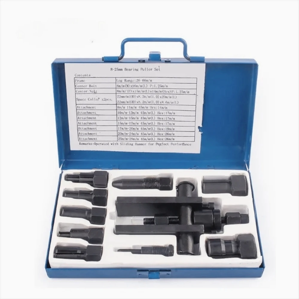 

ZZ-8mm to 25mm Diameter Motorcycle Tools Motorcycle Car Inner Bearing Puller Tool 7 End Remover Kit