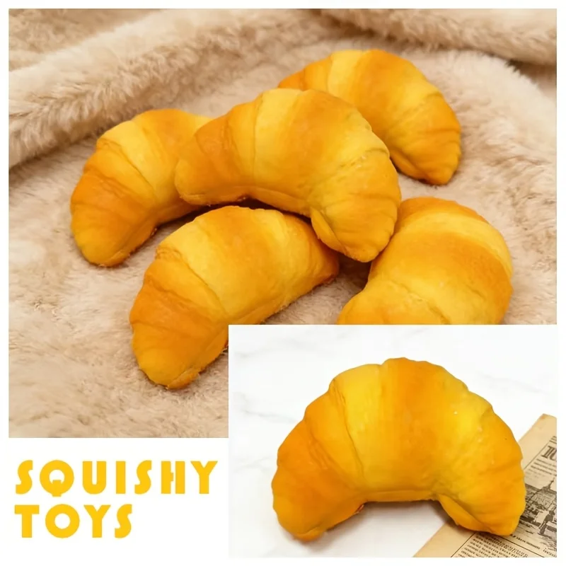 Paquete de 1/2, juguete de extrusión con forma de croissant, juguete de rebote lento, adecuado para regalos de fiesta, recompensas en el aula, regalos de cumpleaños para niños y niñas, regalos de Pascua, regalos de San Valentín, regalos de Navidad, regalos de Halloween, rellenos para regalos, entrega aleatoria.