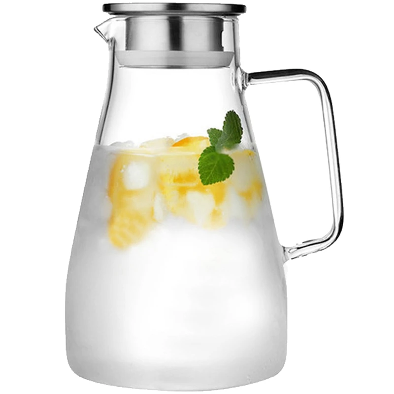 

Glass Carafe, Water Carafe With Lid, Heat Resistant Borosilicate Carafe, Shared Hot And Cold Kettle, For Milk,Coffee