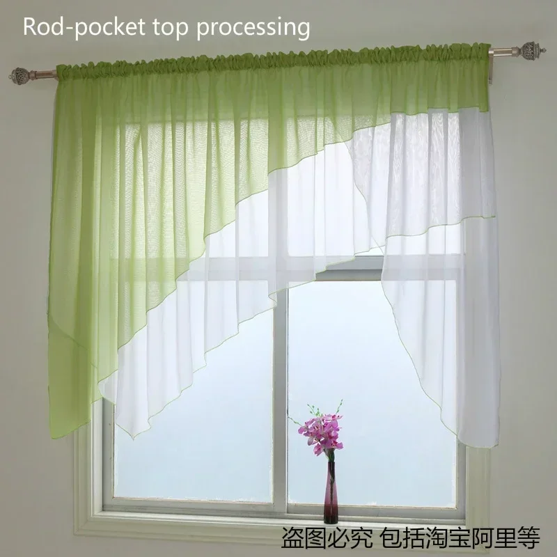 New Design Europe Curtain with Irregular Bevel Edge for Living Room, Sheer Kitchen Balcony Window Curtains 1 PCS