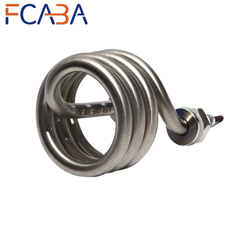 FCABA Spiral Stainless Steel Immersion Heater Iron Head Distilled Water Heating Element 220V 380V