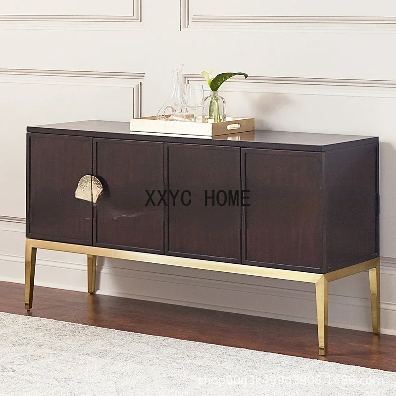 Log Solid Wood Entrance Cabinet Small Apartment Living Room Simple Four-Door Locker Lobby Curio Cabinet