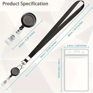PVC Waterproof ID Card Holder Retractable Lanyard Durable Badge Holder For Work ID / Name Tag Lanyard