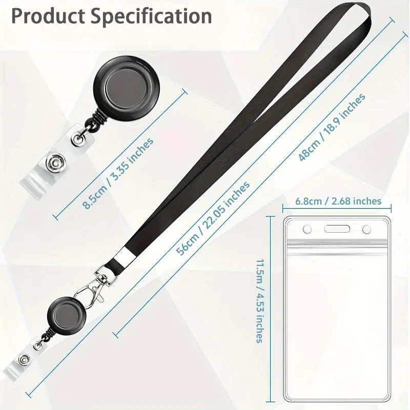 PVC Waterproof ID Card Holder with Retractable Lanyard Durable Badge Holder for Work Name Tag Lanyard
