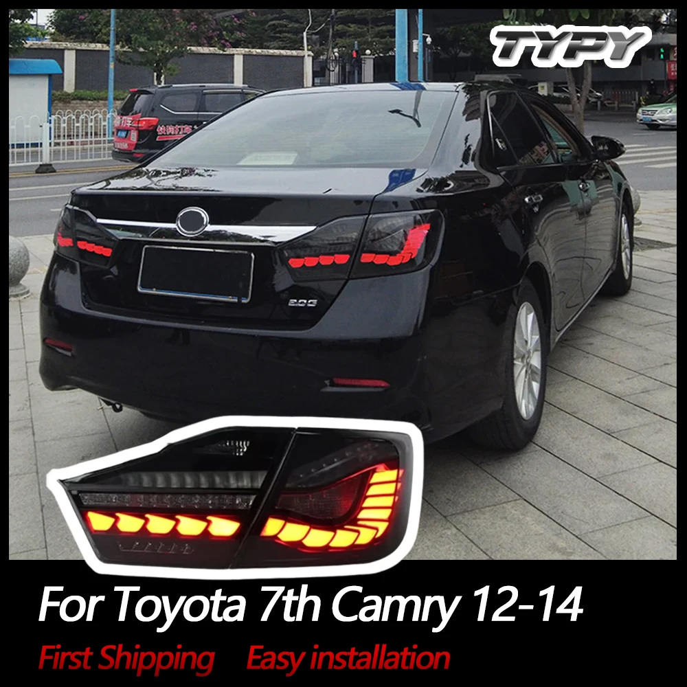 

TYPY автомобильные задние фонари для Toyota 7th Camry 2012-2014, светодиодные задние фонари DRL, указатель поворота, задние фонари в чешуи дракона