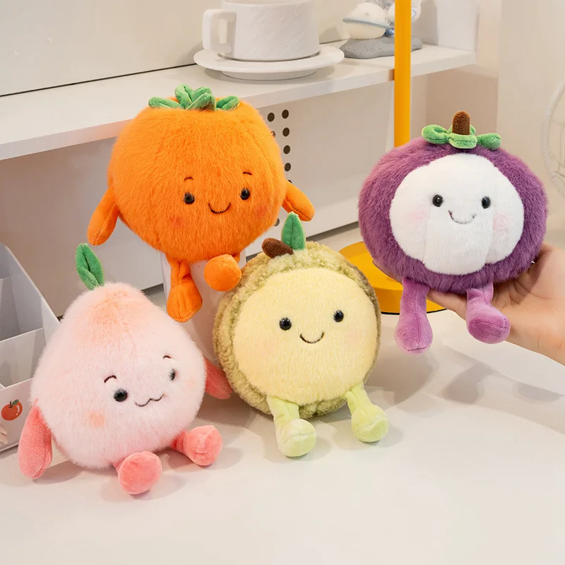 Smile Aroma Fruit Plush Toys Stuffed Persimmon Durian Hami Melon Peach Toys Mini Cute Office Desktop Companion Nice Gift