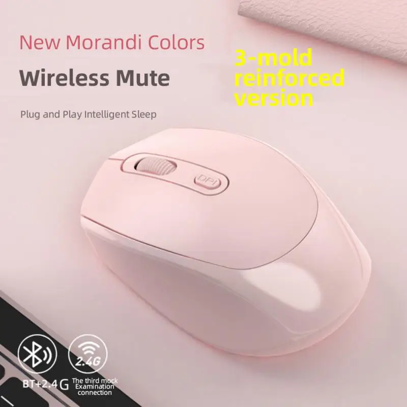 Ratón inalámbrico silencioso Macaron Multicolor de tres modos de oficina recargable Bluetooth ratón portátil para MacBook tableta portátil