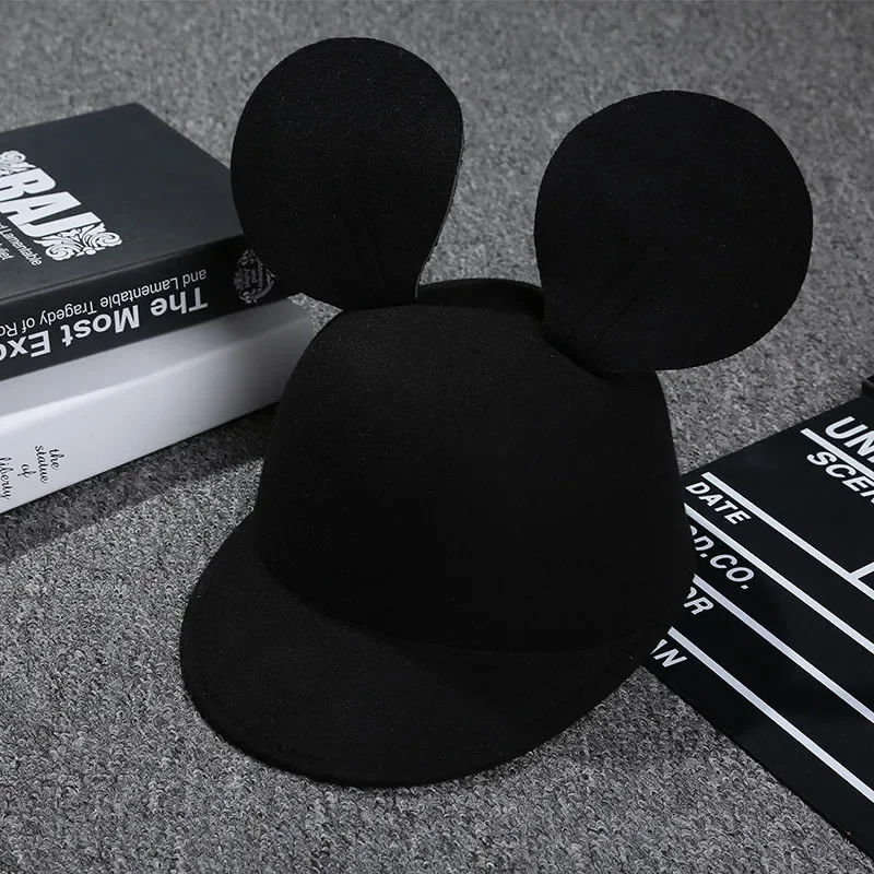 Disney Big Ears Fedoras For Women Fashion Classic Solid Color Cute Mickey Minnie Baseball Cap Girls Cartoon Unisex Headgear Kids