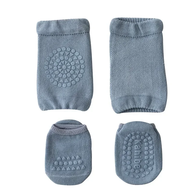 Baby Knee Pads Socks Set for Girls Boys Summer Solid Color Anti Slip Socks Kid Crawling Safety Floor Sock Leg Knee Protector