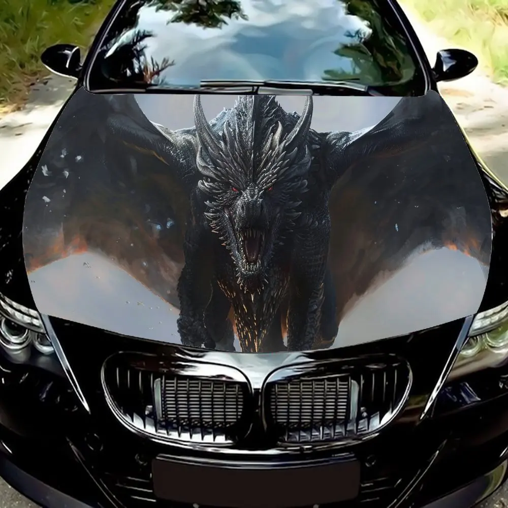 

Виниловая пленка для автомобиля Dragon & Night Art, водонепроницаемая наклейка на капот автомобиля из ПВХ, самоклеящиеся устойчивые к царапинам наклейки для крышки двигателя, C
