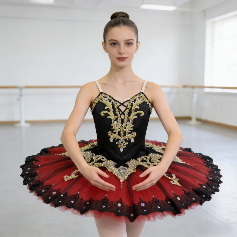 

BT26011022 High Quality 12 Layers Custom Size Kids Girls Women Adult Stage Performance Wear Costumes Black Red Ballet Tutu