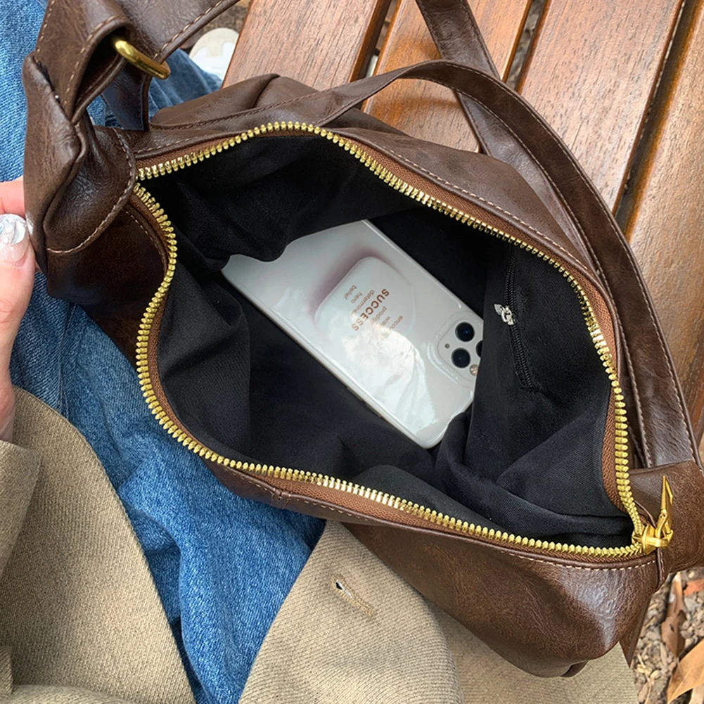 Tote schoudertas voor dames met binnenzakken Messenger Bag PU-leer Verstelbare riem Rits voor reiswerk