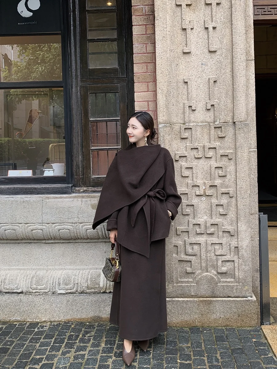 

Двусторонний шерстяной шарф Tina большого размера, разноцветный, женский, модный, зимний 2024, накидка на плечи, элегантный женский аксессуар