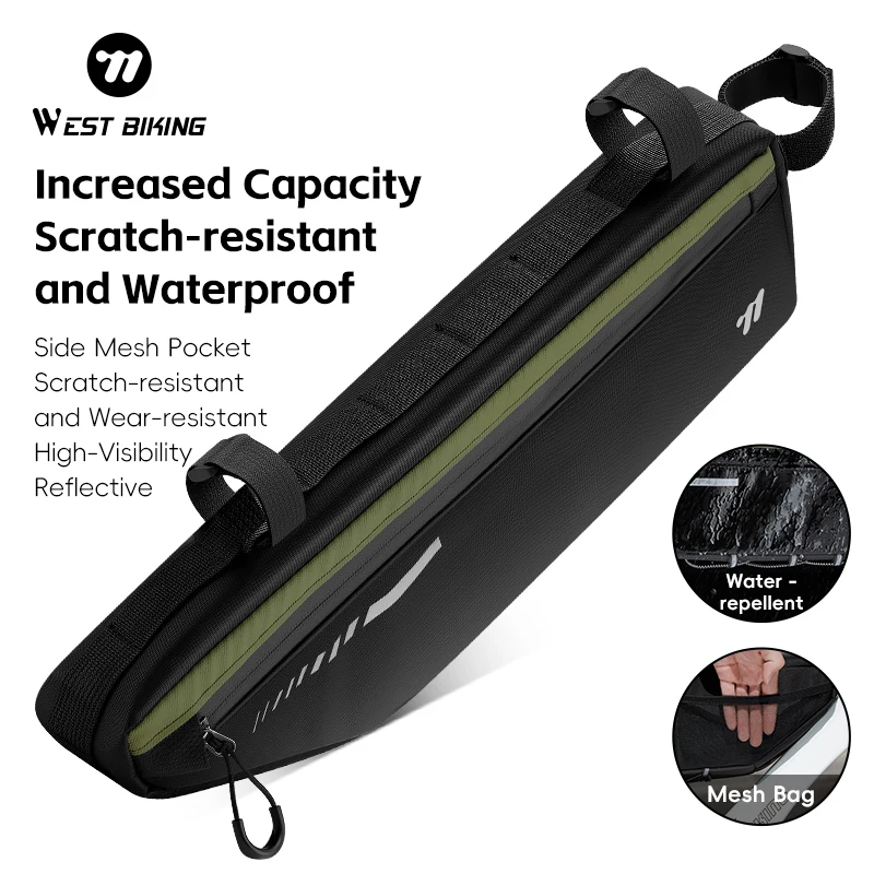 

WEST BIKING Bicycle Bag 2.6L Large Capacity Cycling Tool Bags Portable Waterproof MTB Bike Top Tube Under Bag Riding Storage Bag