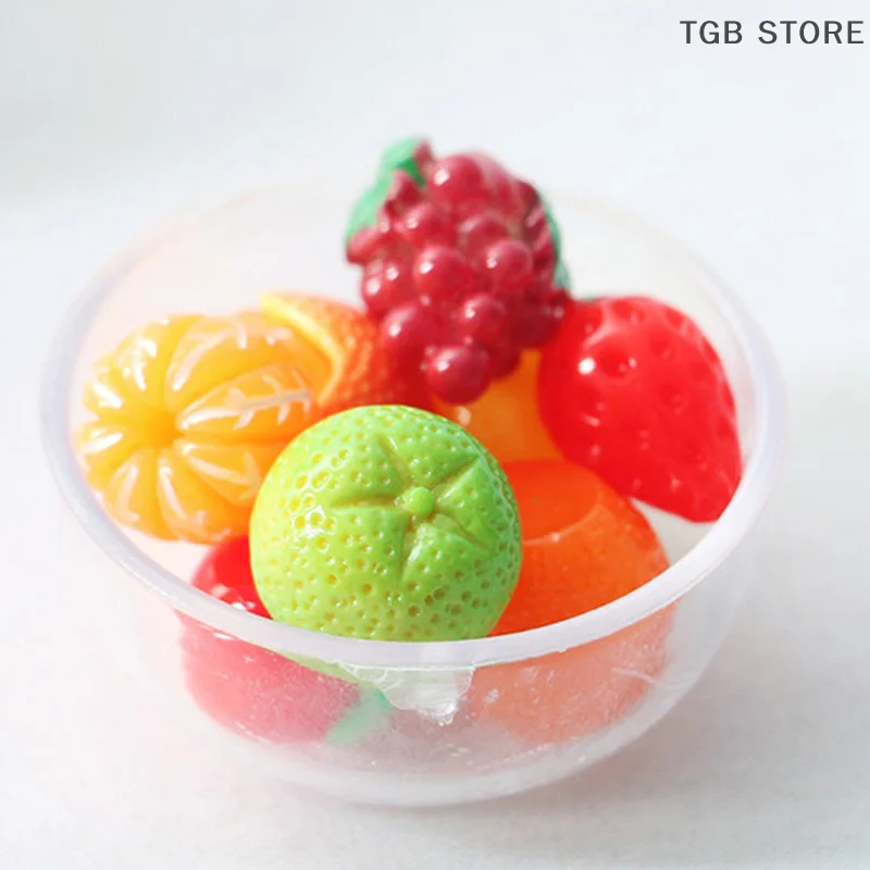 1:12 Dollhouse Miniture Transparent bowl with 8pcs Fruits Accessories Decoration toys