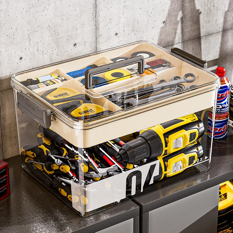 

Штабелируемый прозрачный пластиковый ящик для инструментов с ручкой, идеальный ящик для хранения, портативный ящик для хранения, ящик для инструментов Caja De Herramientas Electricista