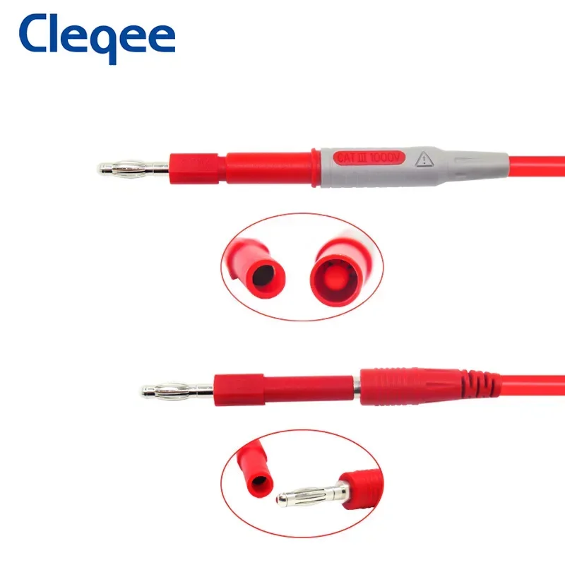 Cleqee P7022 10PCS 4mm Male to 4mm Female Banana Plug Nickel-plated Copper Connectors Extension DIY Converter 30V 10A