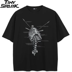 2024 T-Shirt Streetwear Skeleton Graphic T Shirt Cotton Hipster Men Tshirt Unisex Tops Tees Black Hip Hop