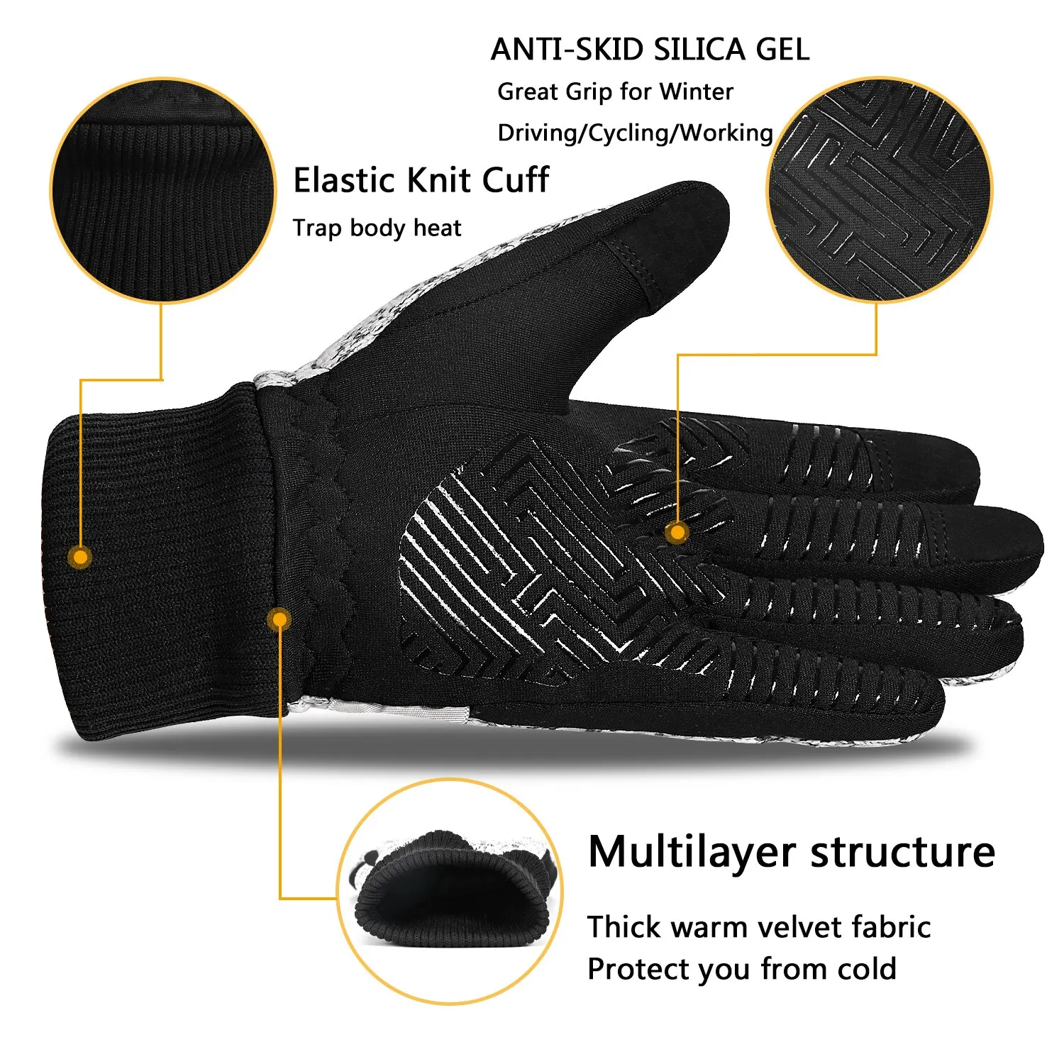 MOREOK Winterhandschuhe 3M Thinsulate Warme Handschuhe Anti-Rutsch-Fäustling Touchscreen Fahrrad-Fahrradhandschuh zum Fahren, Skifahren, Laufen, Wandern