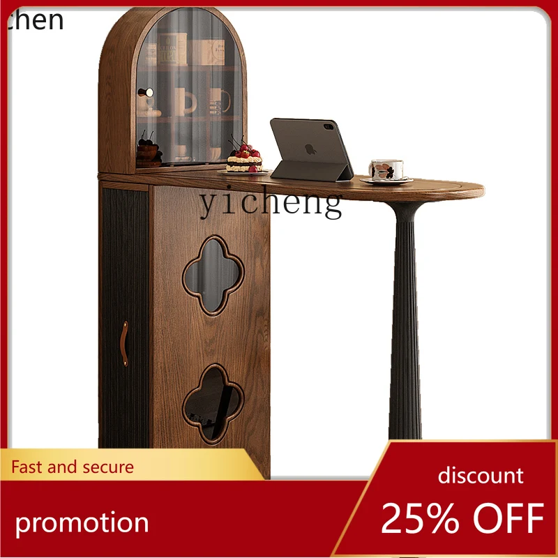 

ZML барный стол из цельного дерева, бытовой, для небольшой квартиры, гостиной, старинный, выдвижной, для хранения, встроенная перегородка, узкий бар