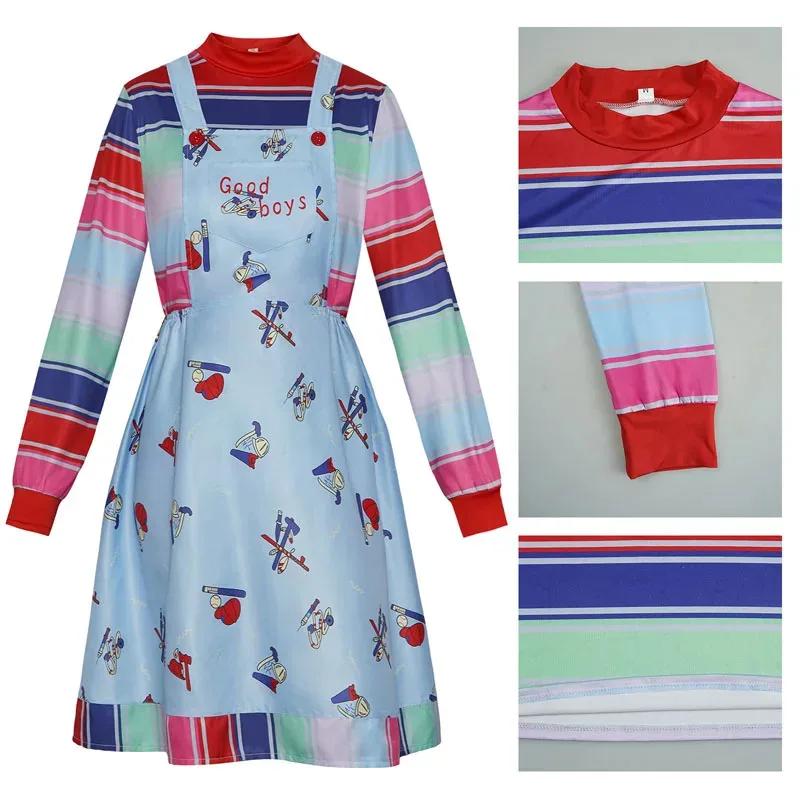 كاندي 2025الهالوين الكبار الاطفال مكتنزة تأثيري حلي ارتداءها الحمالات فستان مخطط قميص و بذلة الرجال دمية وزرة Fe #1