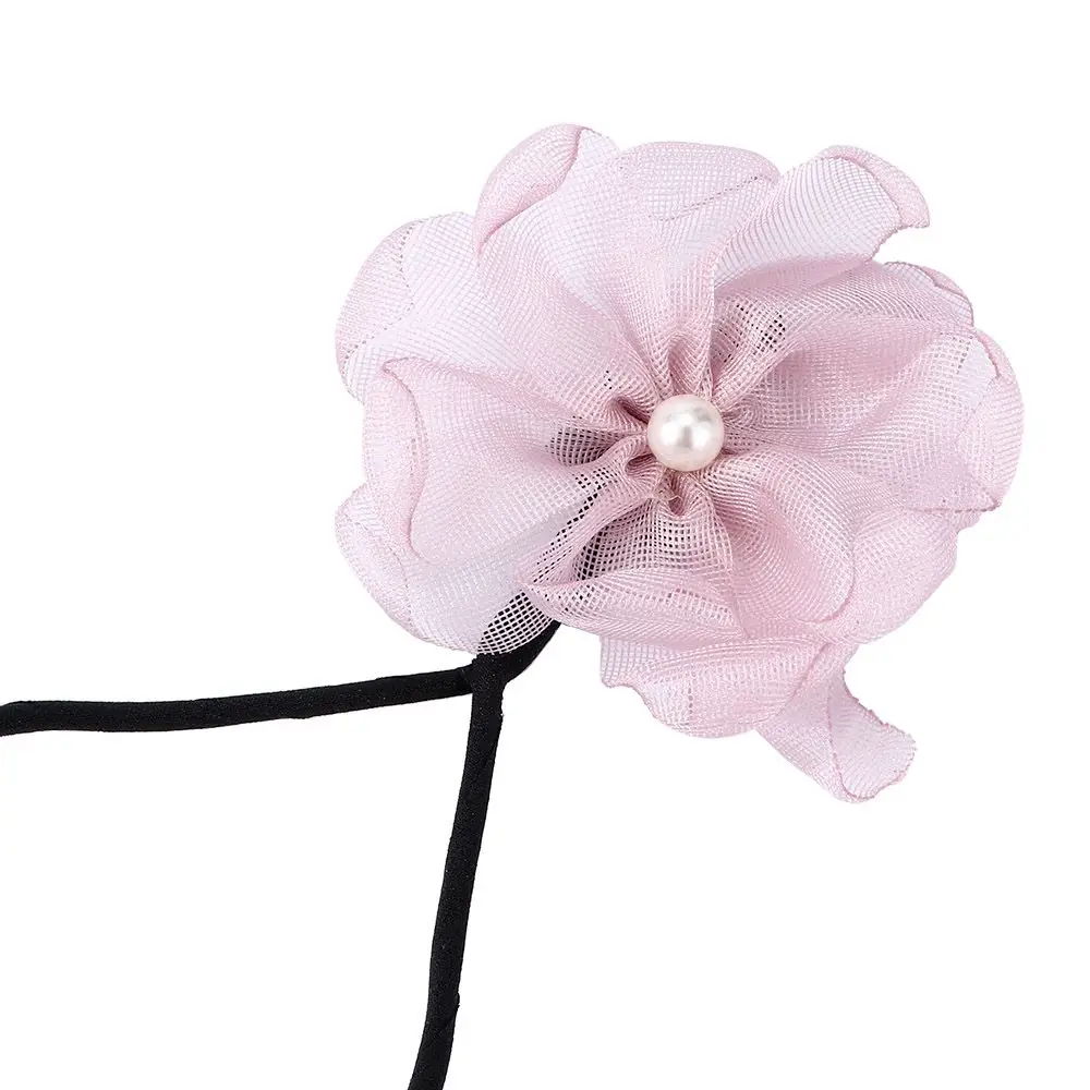 Charm Quick Messy Hairstyle Women Twist Tool DIY Pearl Flower Hair Bun Hairband Headband Hair Braider Headwear