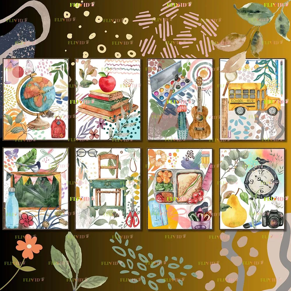 

Classroom Desk Chair Book School Poster Wall Art Canvas Painting Home Decor Wall Pictures For Schoolroom Unframed