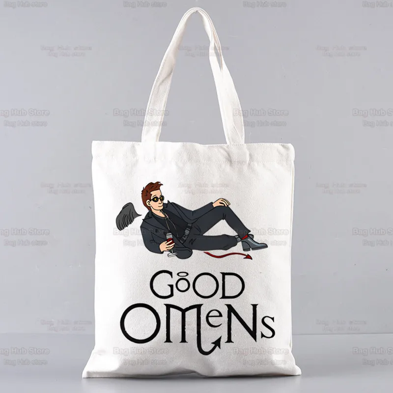 Bolsa de ombro de lona para homens e mulheres, Good Omens Grow Better Shopping Bags, Bolsa de compras reutilizável Eco, Bolsa grande