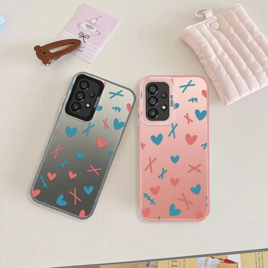 Red Blue Heart Case for Samsung Galaxy A72 A12 A13 A32 A36 A16 A34 A25 A73 A54 A23 A71 A14 A56 A17 A52 Phone Cover