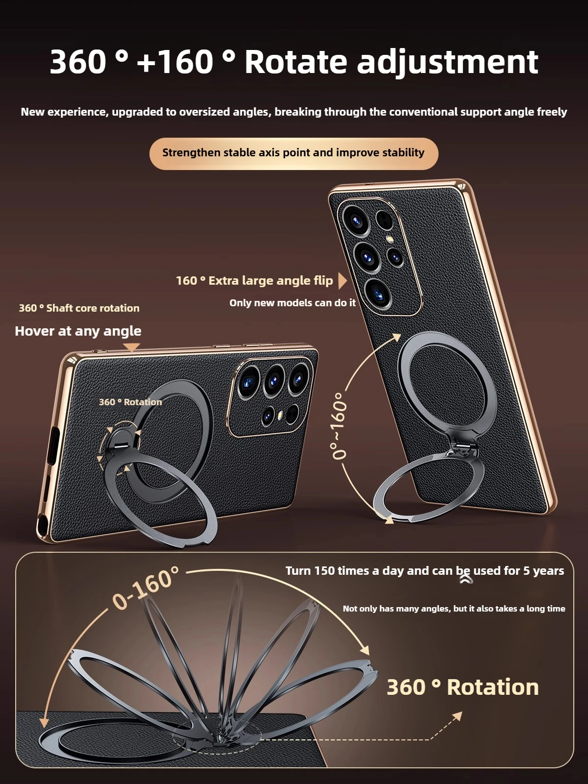 

【Rotating Pivot】for Samsung S25 Ultra Case New Genuine Leather S23 Ultra S24 Ultra Phone Case with Car Mount Magnetic Charging