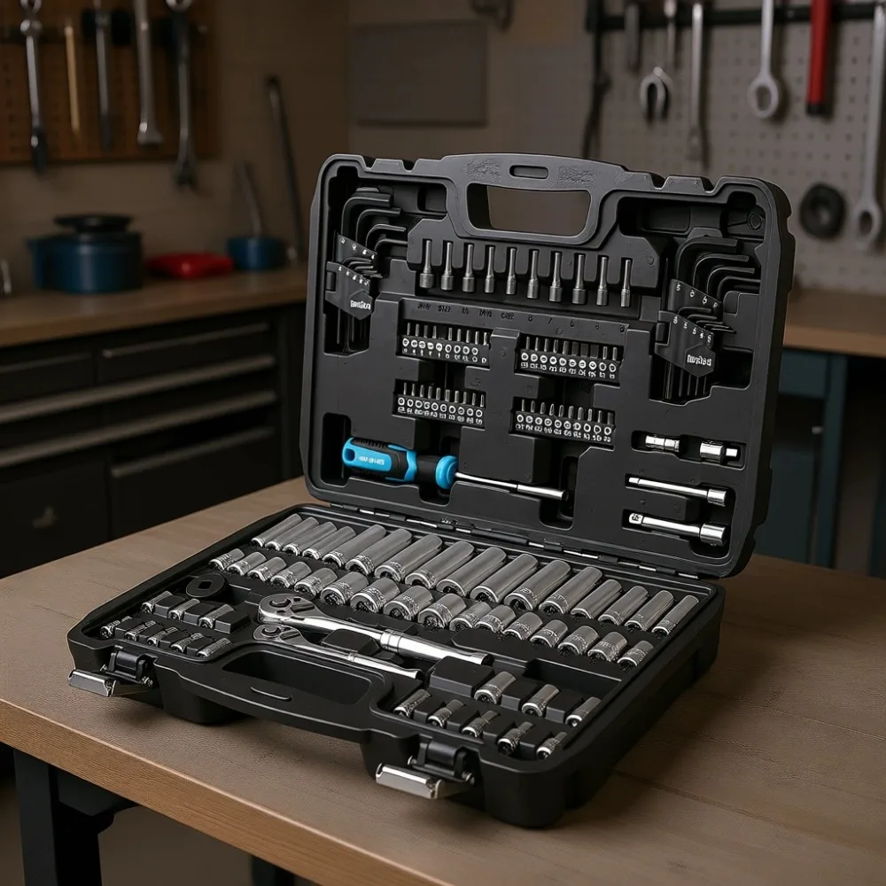 

121 Piece Mechanics Tool Set with Ratchet Sockets Screwdriver Hex Keys Storage Case for Auto Repair