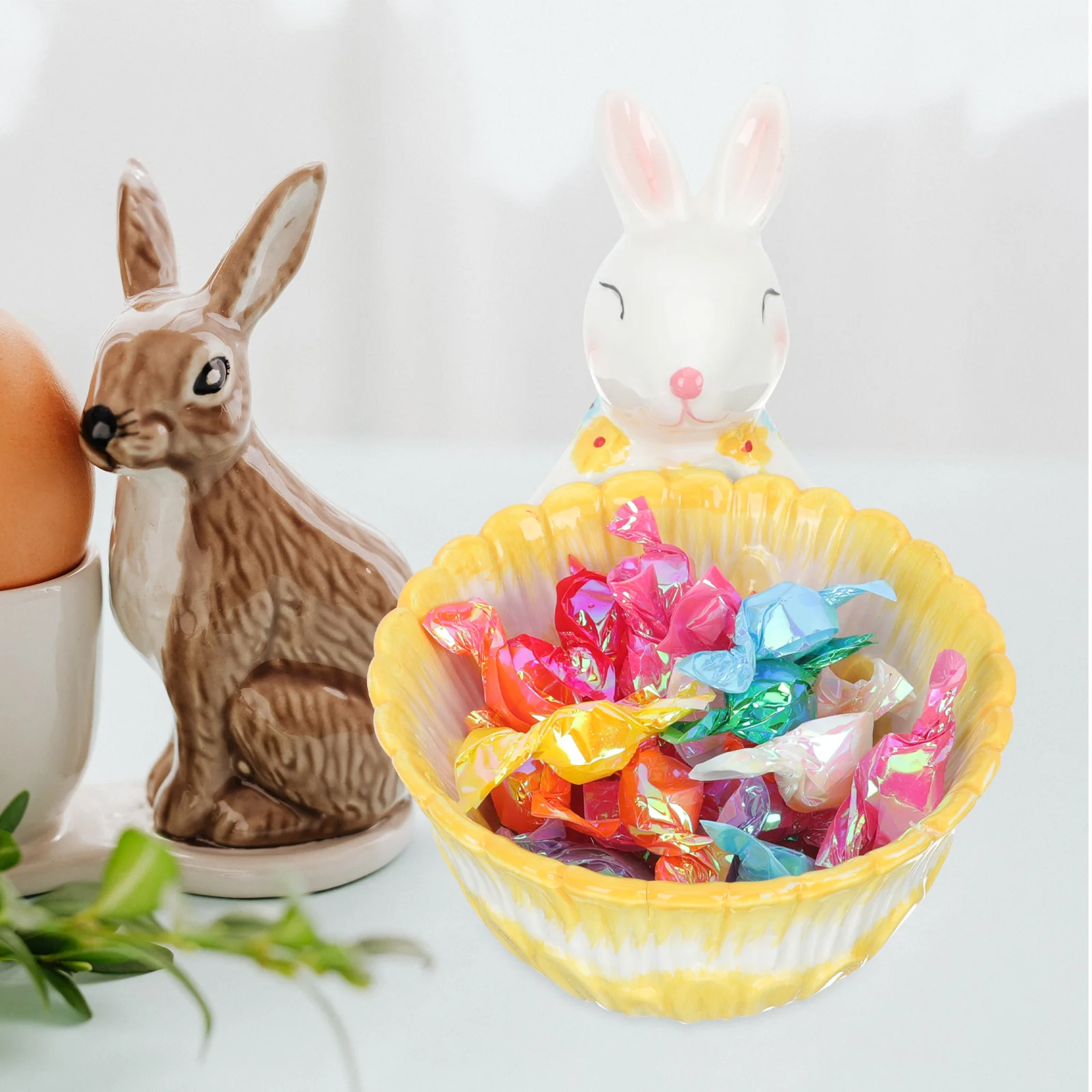 

Ceramic Rabbit Basket Decor Bright Color Fine Craftsmanship Small Exquisite for Easter Party Birthday Themed Kids Children's Day