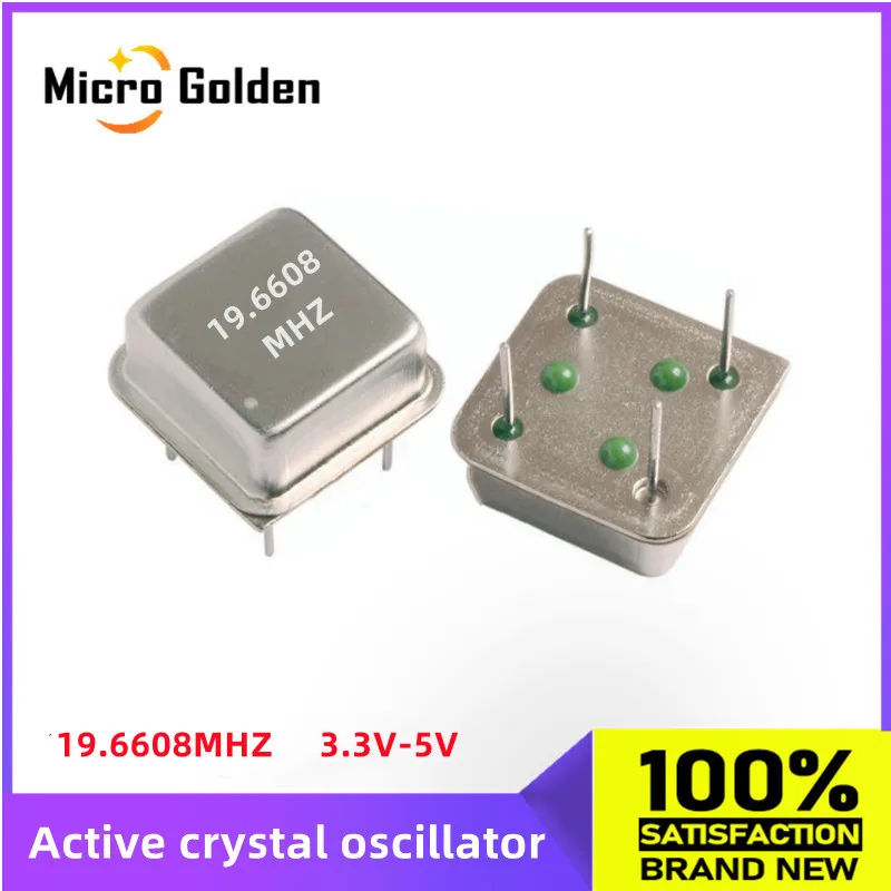 (2-5pcs) 19.6608MHZ 19.6608M Square Active Crystal Oscillator OSC 3.3V-5V Half Size Clock Square DIP4-4PIN New original