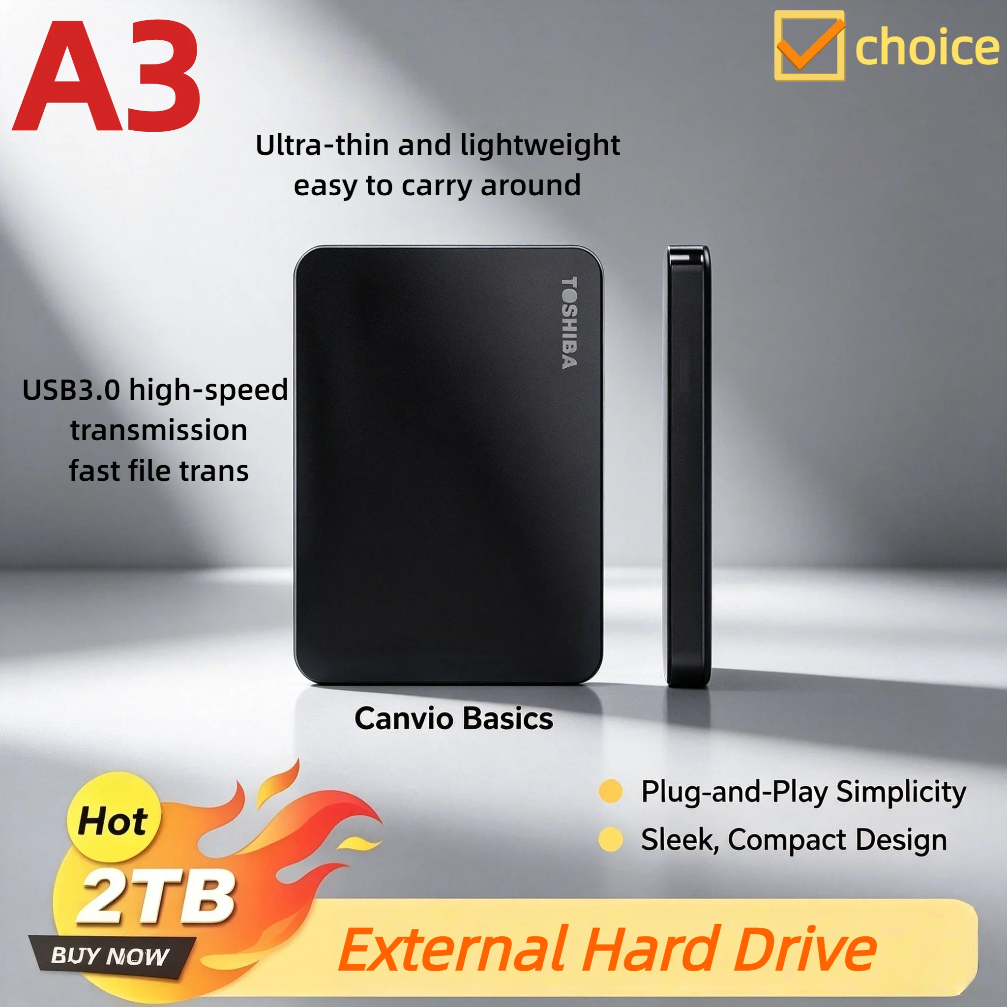 Toshiba For A3 OEM Expansion HDD 500GB 1TB 2TB USB3.0 2.5 Inch Portable External Hard Disk BOX Drive for PC Laptop Xbox PS4 PS5