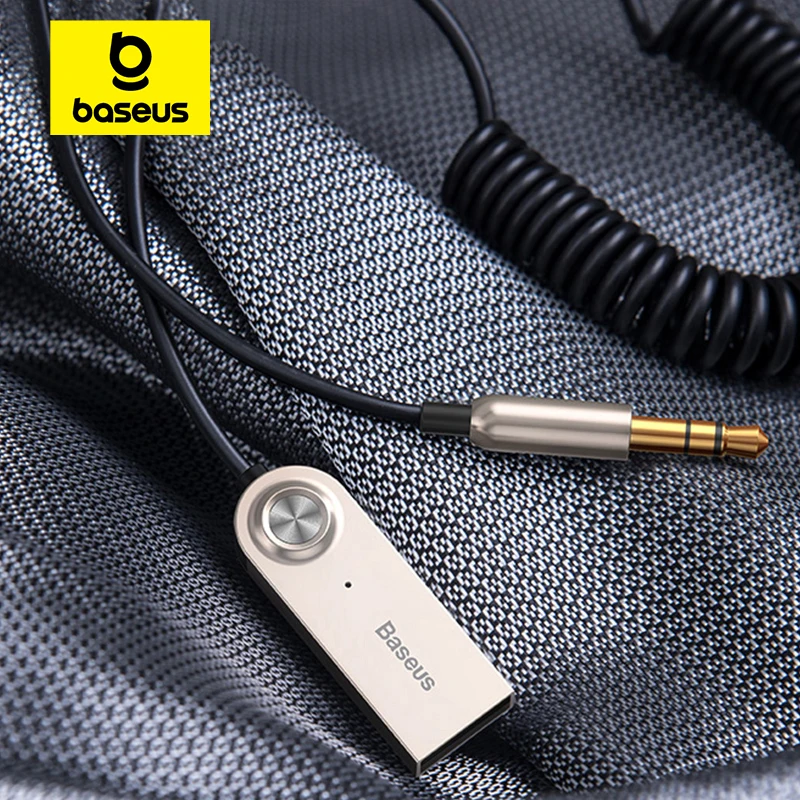 Baseus nadajnik Bluetooth bezprzewodowy odbiornik Bluetooth 5.0 samochodowy AUX 3.5mm Adapter Bluetooth kabel Audio do słuchawek z głośnikiem