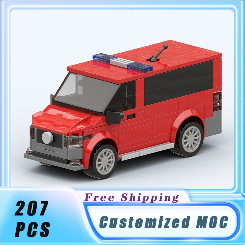 

MOC Building Blocks NEW Fire Command Van City Vehicle Model Bricks Sets Assemble Display Children's Toys Gifts